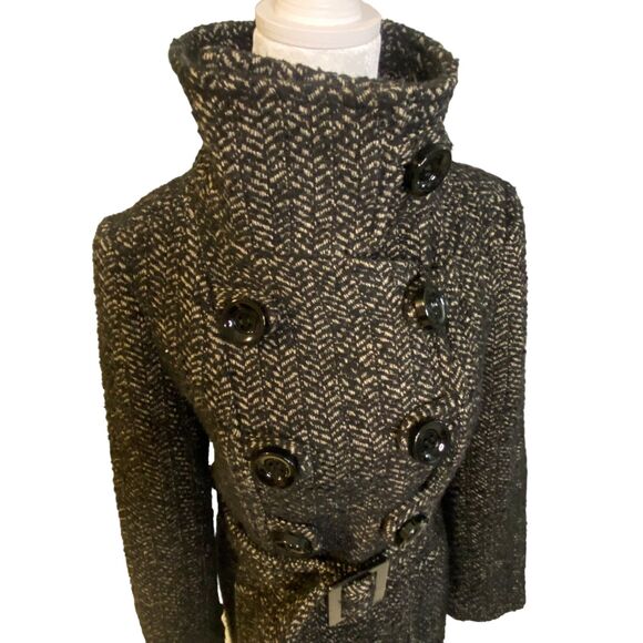 Zara Rare Women Winter Jacket Coat Double Breast Vintage y2k Black Beige Small - Picture 7 of 16